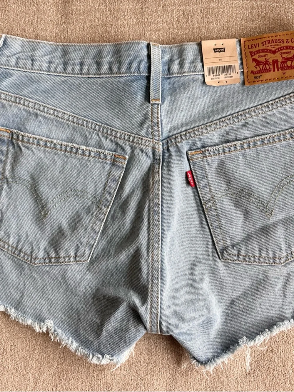 Levi's 501 Light Blue Distressed Denim Cutoff Shorts - Picture 2 of 3